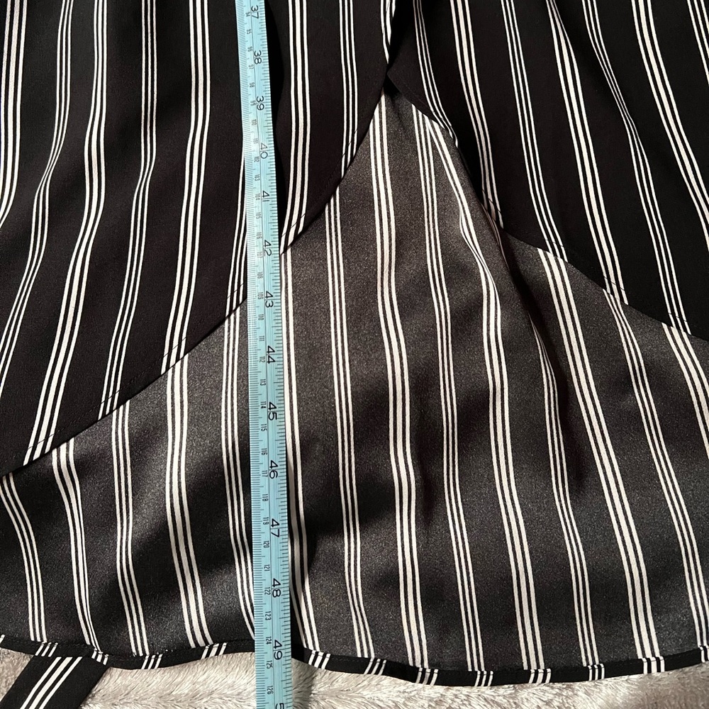 LOFT Striped Midi Black & White Wrap Dress, size S - Picture 9 of 10